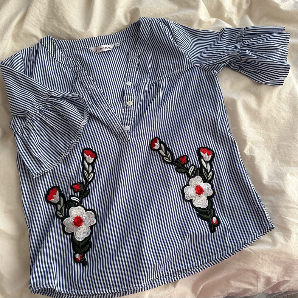 women’s striped button up shirt